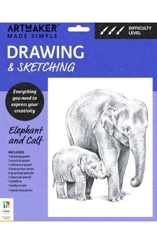 Art Maker Made Simple Drawing and Sketching Kit Elephant and Calf